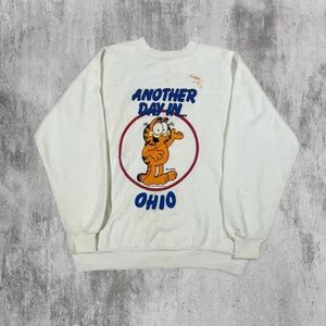 Vintage 1978 Garfield Another Day In Ohio White Sweatshirt Men's Large